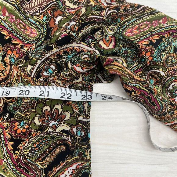 Fig and Flower Tunic Top Dress XL Brown Green Paisley Floral Romantic Flowy - Picture 13 of 14